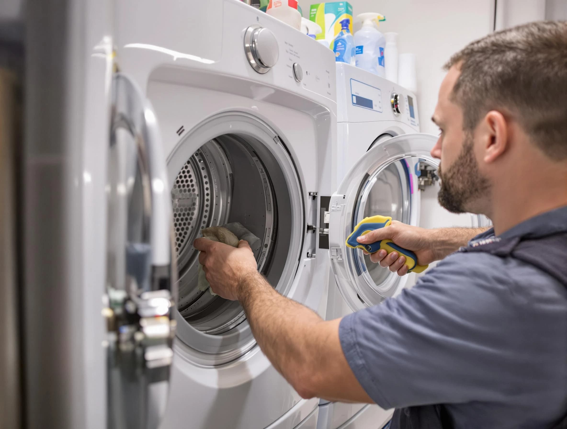Phoenix Dryer Vent Cleaning specialist removing lint buildup from a dryer lint trap system in Phoenix