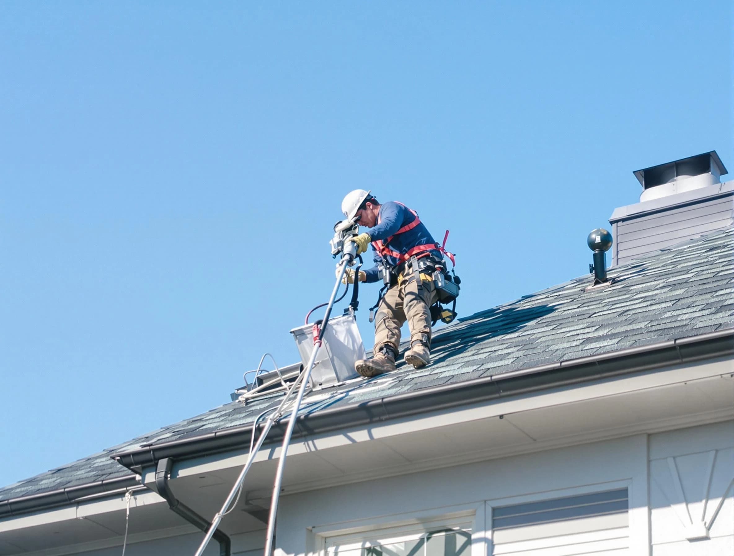 Phoenix Dryer Vent Cleaning certified technician cleaning a roof-mounted dryer vent system in Phoenix