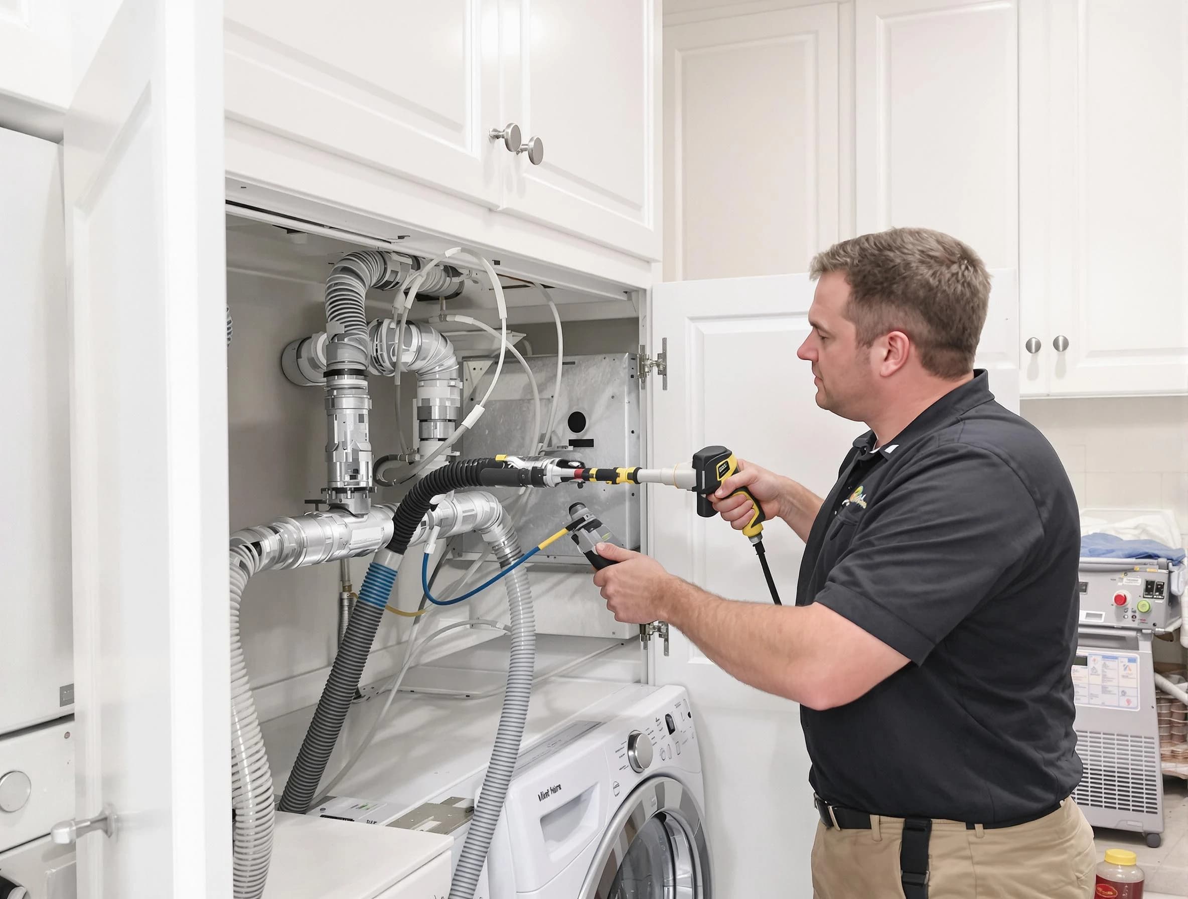 Phoenix Dryer Vent Cleaning professional removing severe blockage from a clogged dryer vent in Phoenix
