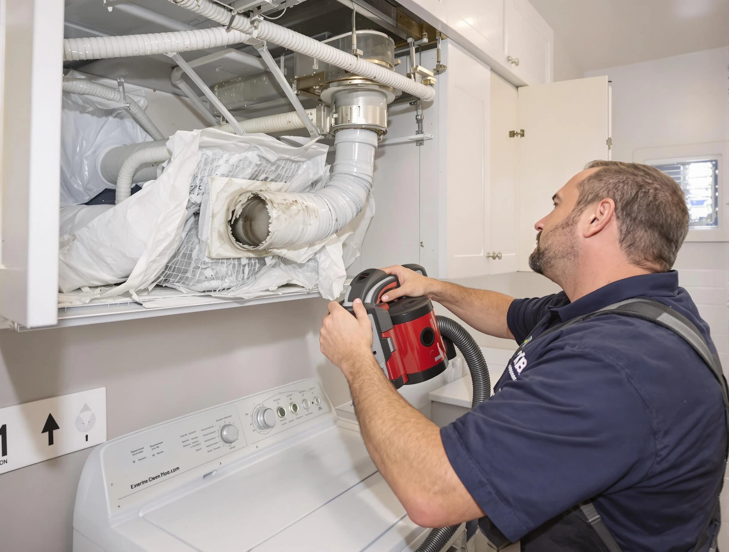 Phoenix Dryer Vent Cleaning technician performing professional exhaust vent cleaning at a residential property in Phoenix