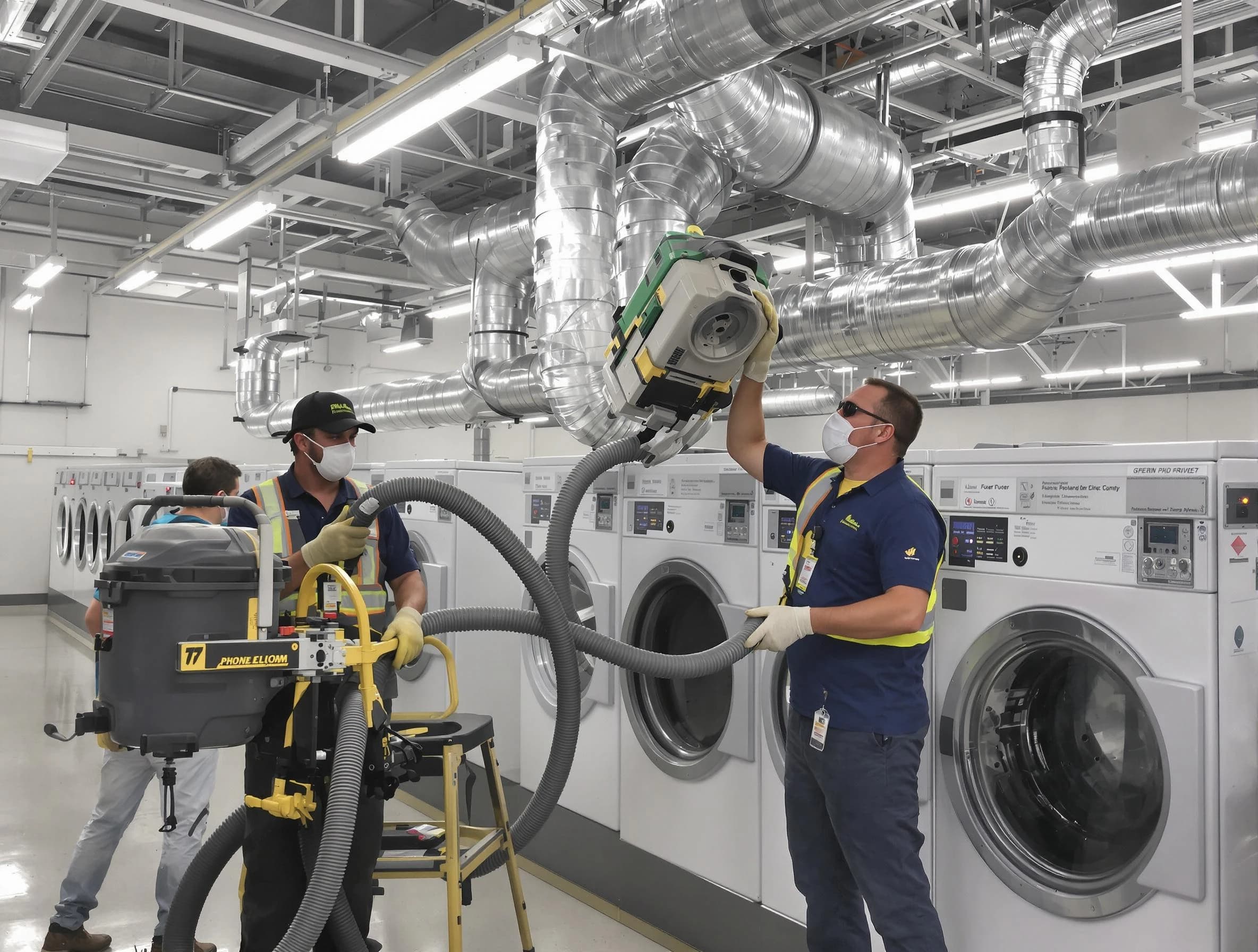 Phoenix Dryer Vent Cleaning team cleaning large-scale industrial dryer vent systems at a facility in Phoenix