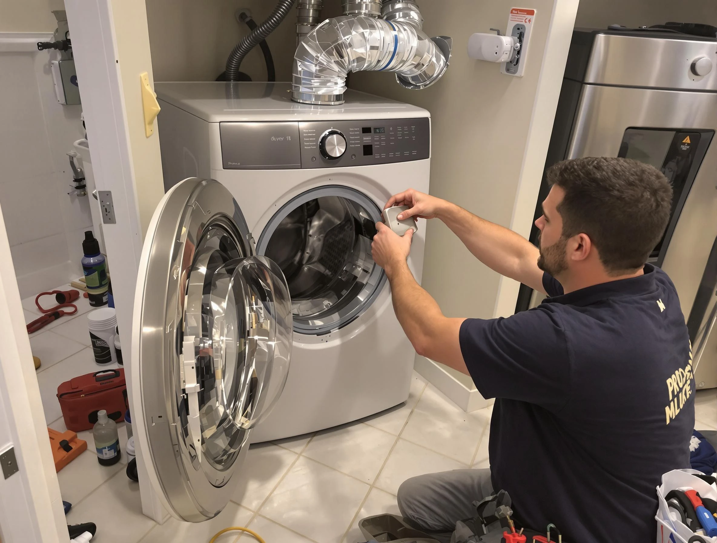 Phoenix Dryer Vent Cleaning technician performing precise dryer vent hose installation in Phoenix